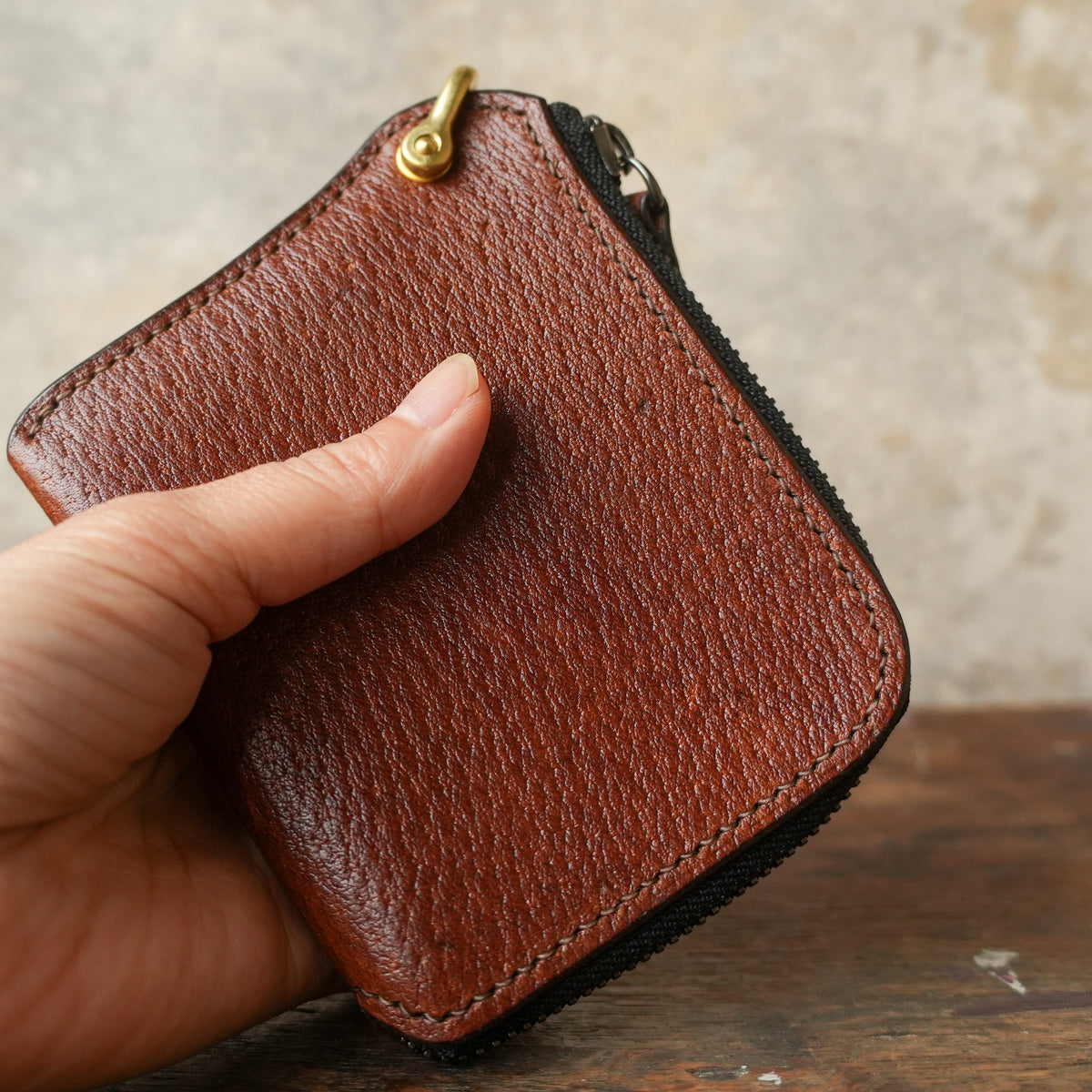 SpiralDance_L-Zip Small Wallet_BROWN
