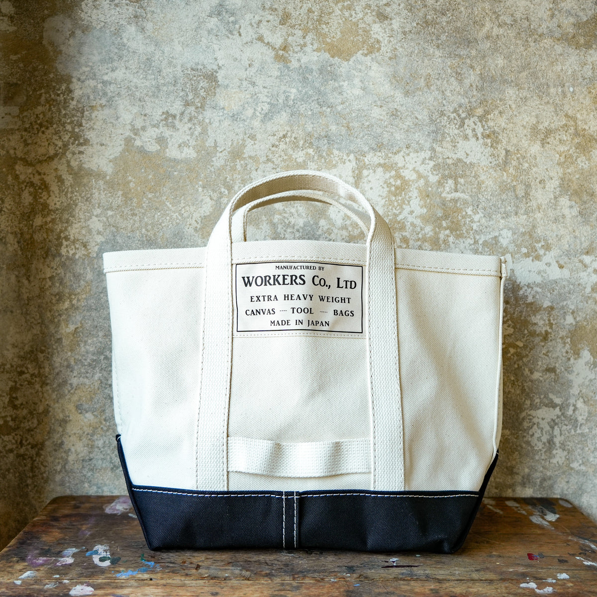 WORKERS_Tool Bag, Medium-Short Handle, Ecru x Black
