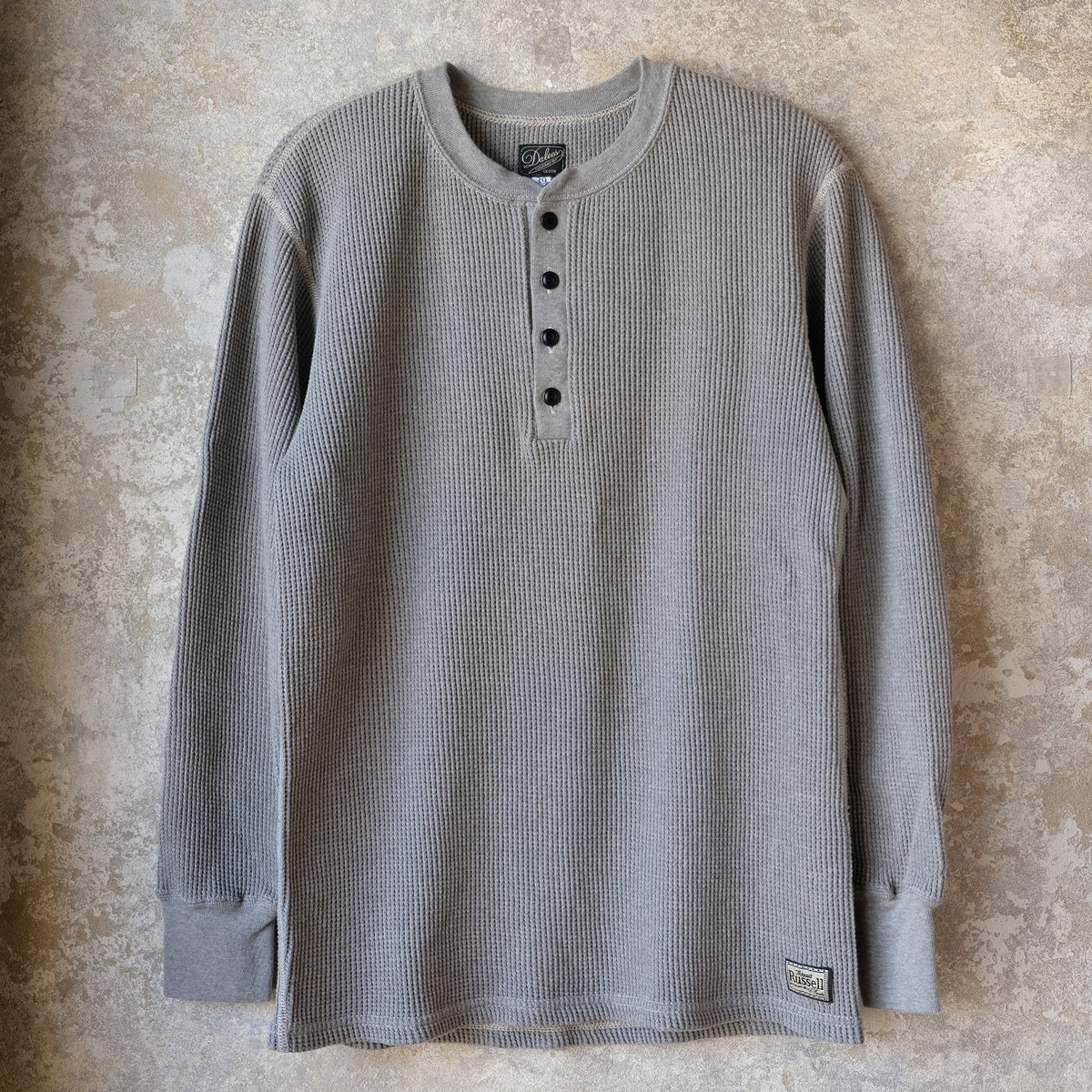 DALEE'S&CO_2230HT_1930s WAFFLE HENLEY THERMAL_HEATHER GRAY.BEIGE