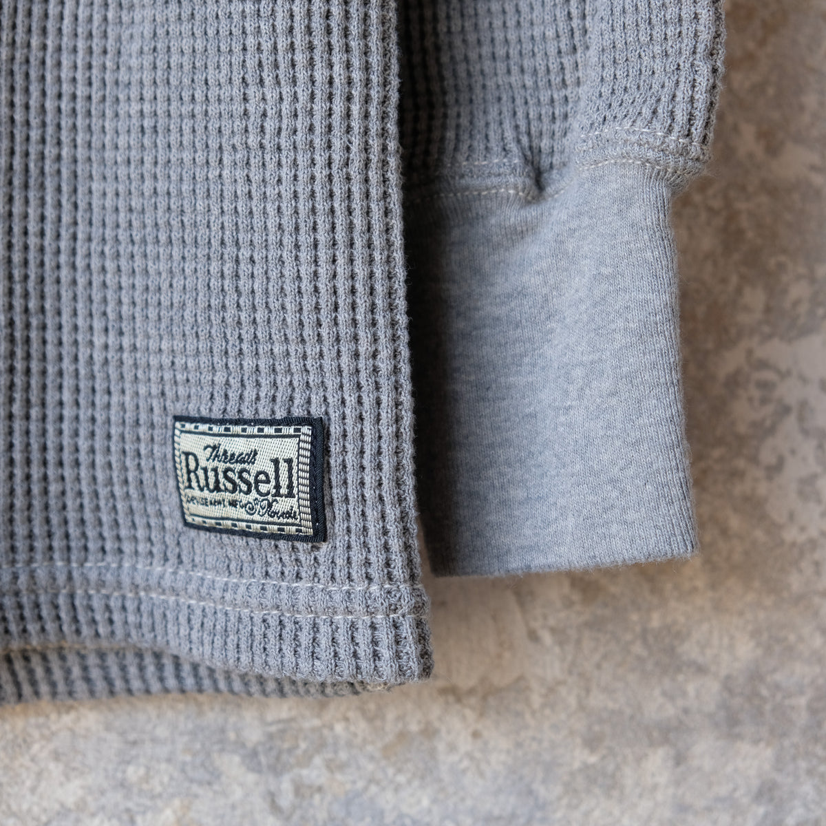 DALEE'S&CO_2230HT_1930s WAFFLE HENLEY THERMAL_HEATHER GRAY.BEIGE