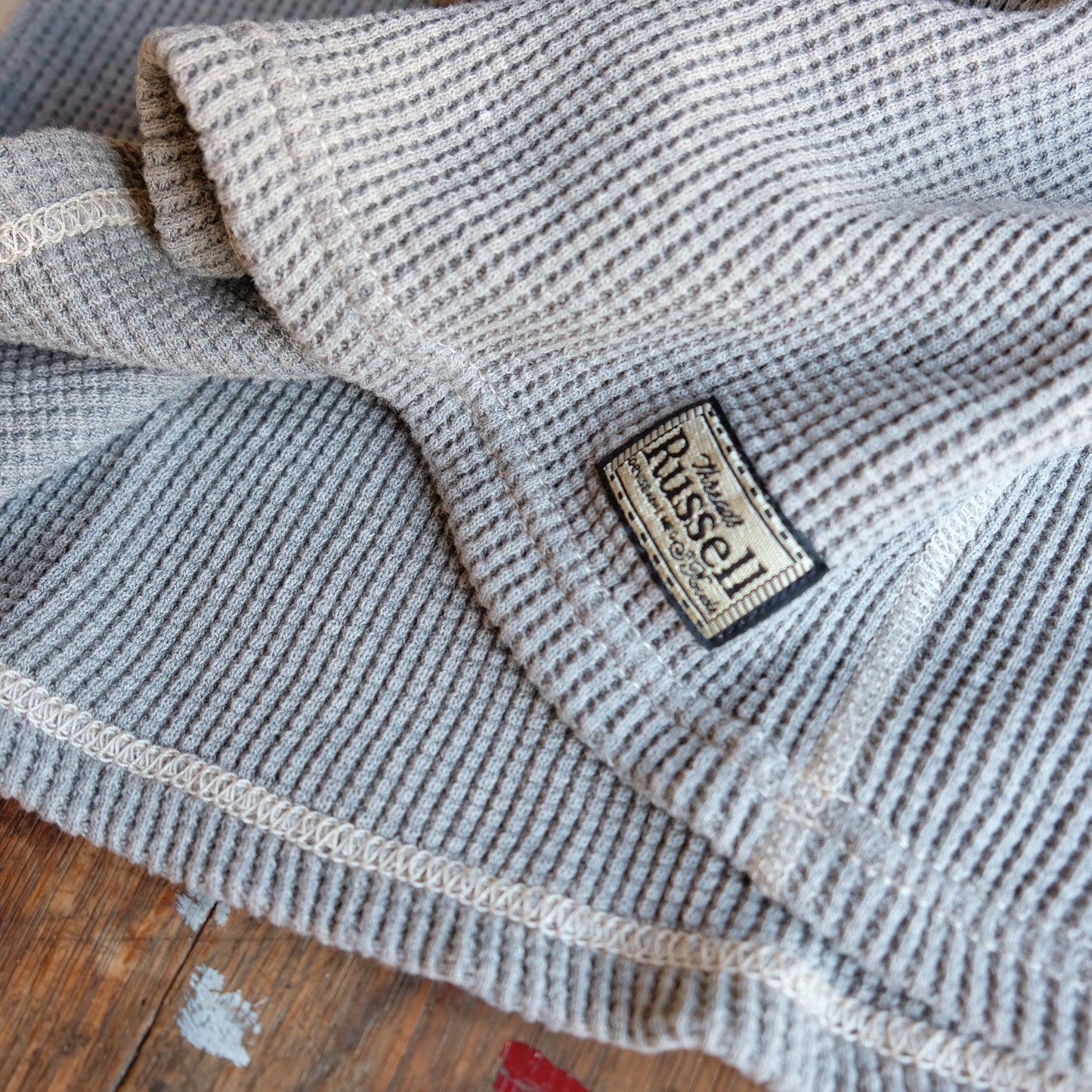 DALEE'S_2230HT_1930s WAFFLE HENLY THERMAL_杢GRAY.BEIGE