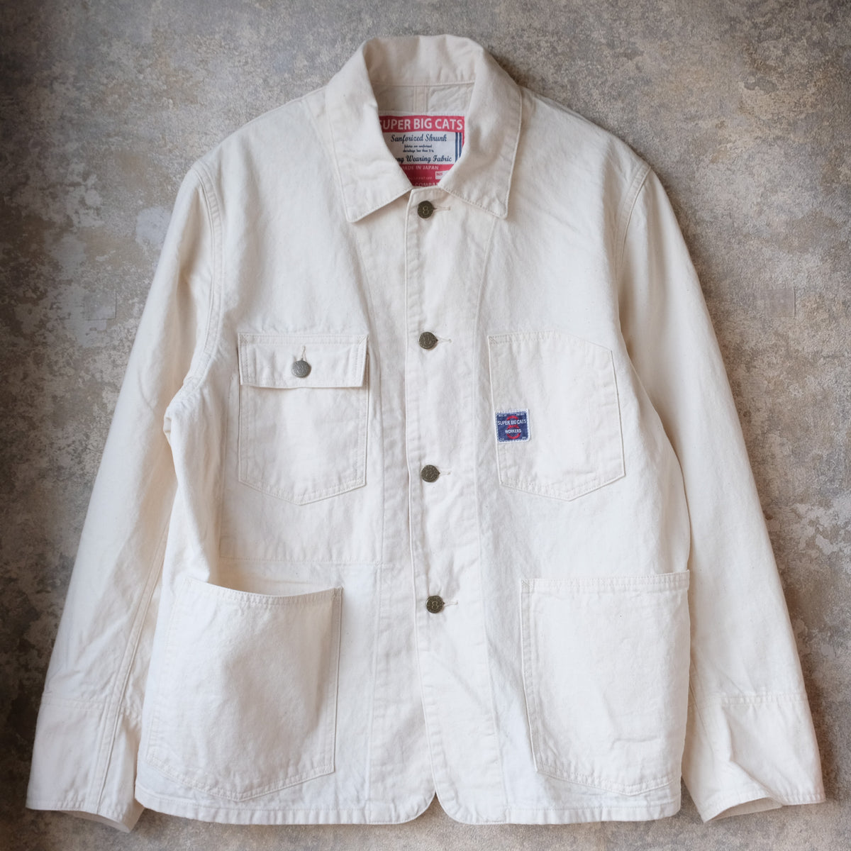 WORKERS_SUPER BIG CAT Jacket, 10 oz White Denim