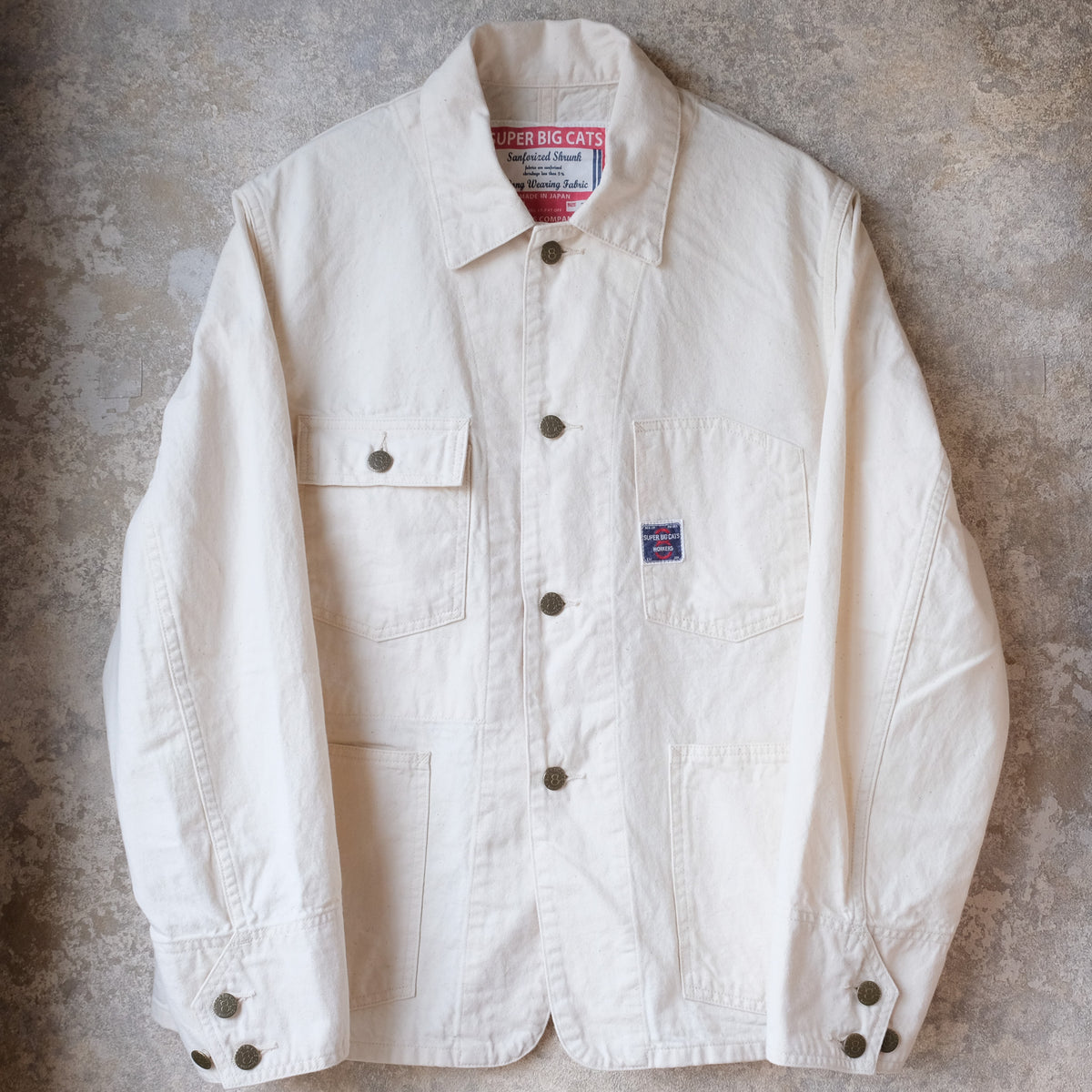 WORKERS_SUPER BIG CAT Jacket, 10 oz White Denim