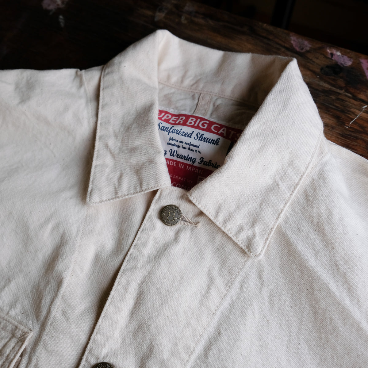 WORKERS_SUPER BIG CAT Jacket, 10 oz White Denim