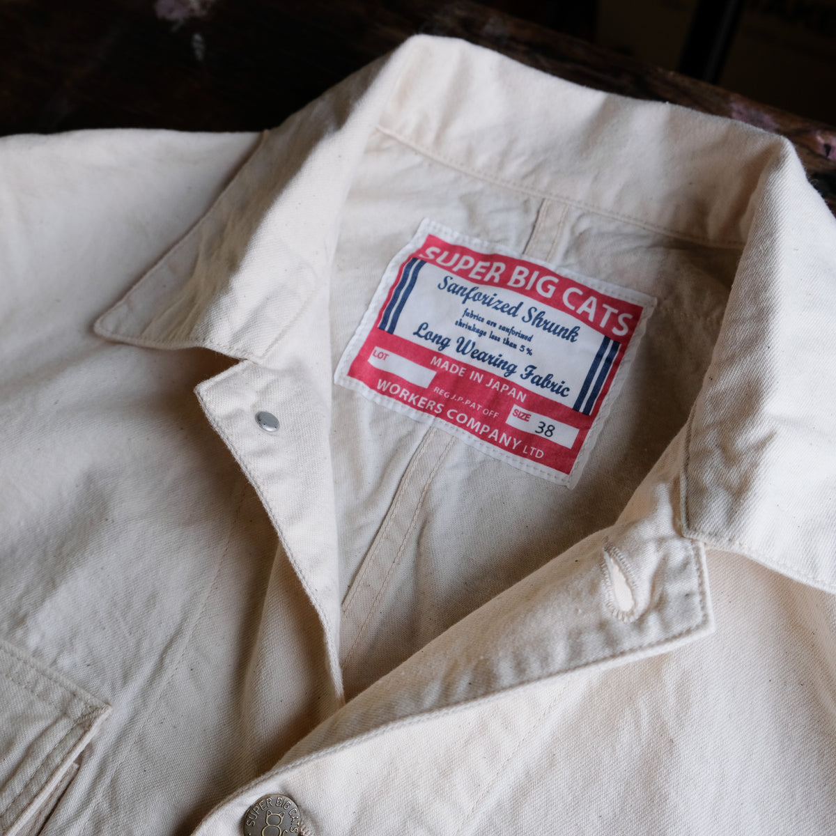 WORKERS_SUPER BIG CAT Jacket, 10 oz White Denim