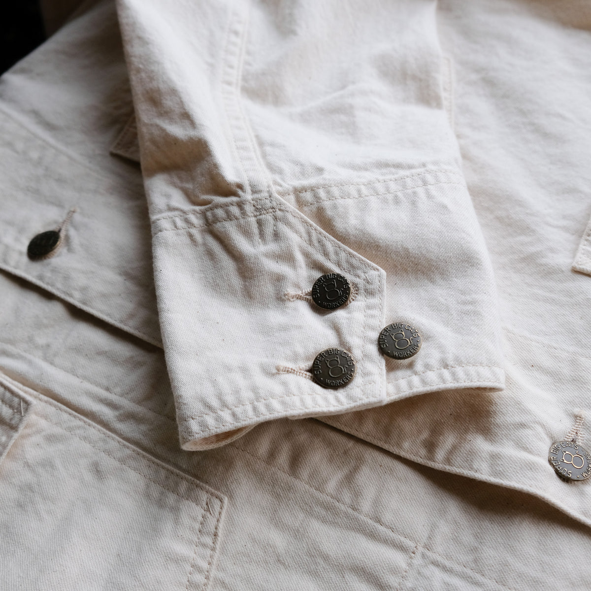 WORKERS_SUPER BIG CAT Jacket, 10 oz White Denim