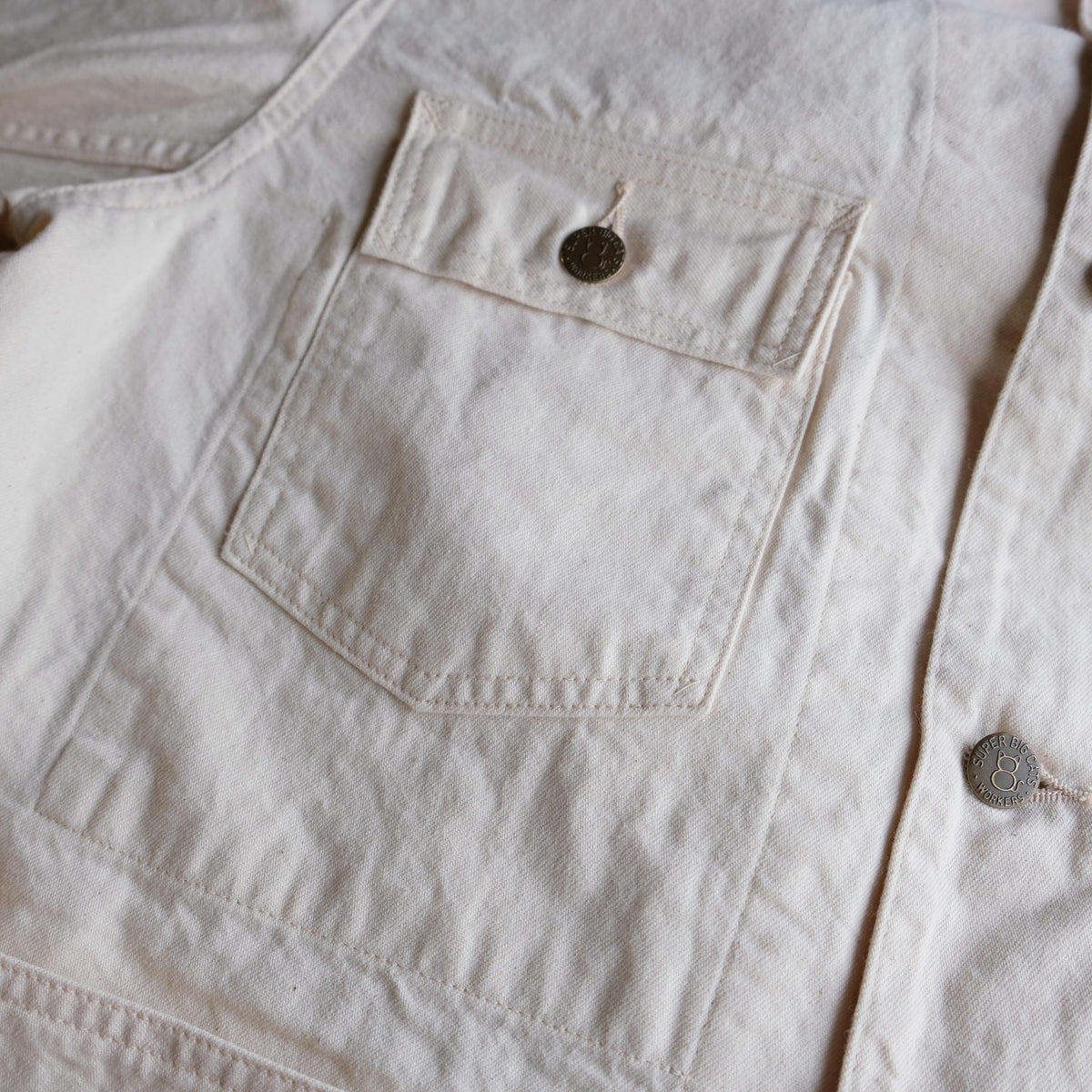 WORKERS_SUPER BIG CAT Jacket, 10 oz White Denim