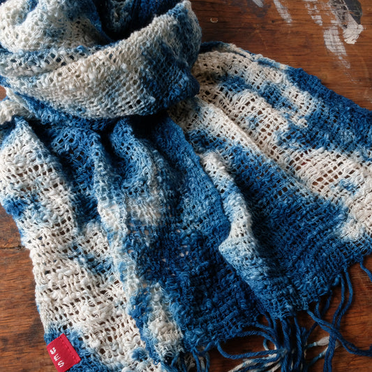 UES_Natural indigo hand-dyed mini scarf_Munun
