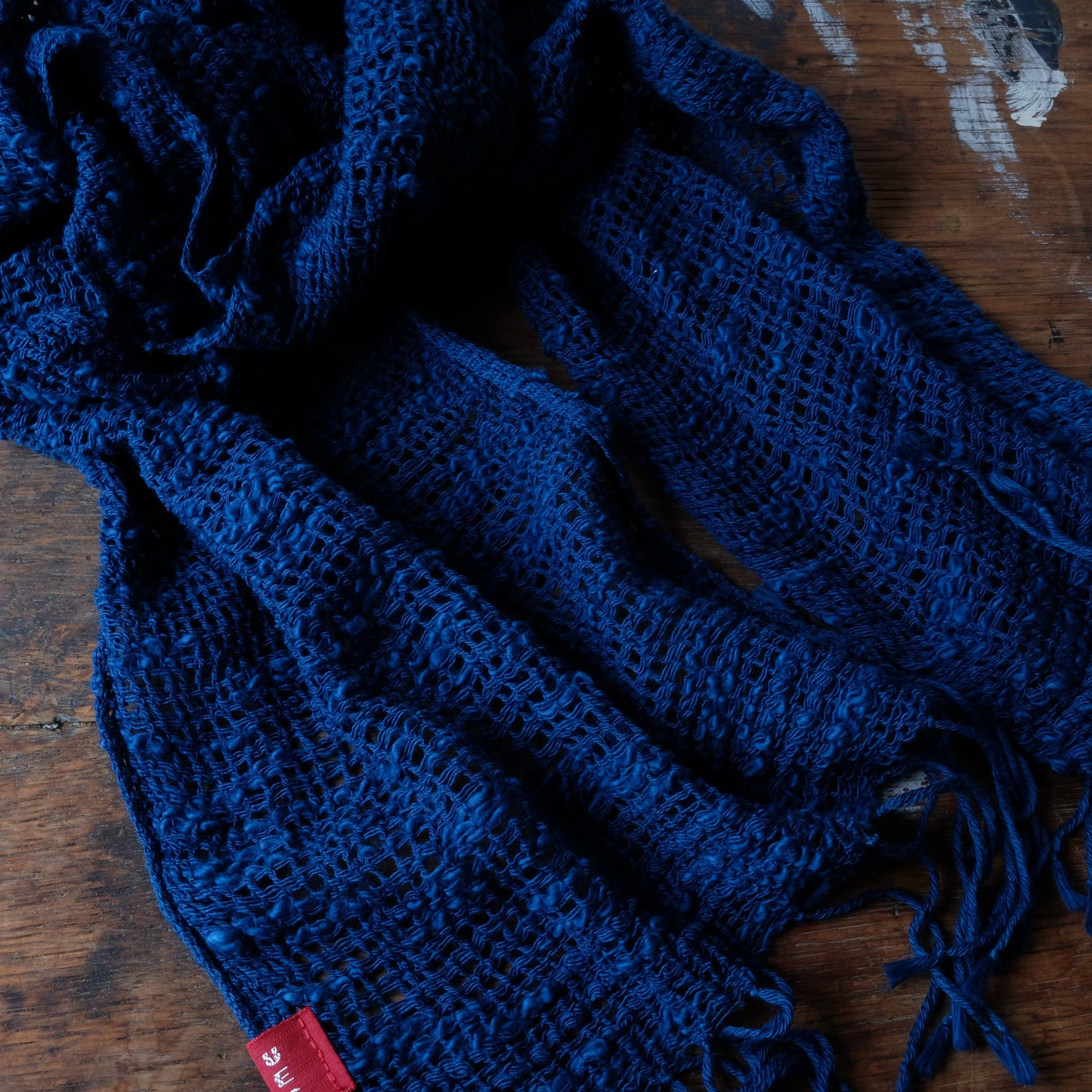 UES_天然藍手染めミニマフラー_インディゴ