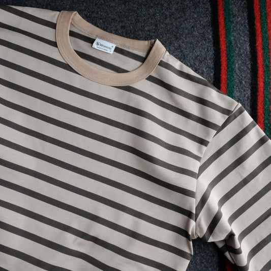 WORKERS_Border T_Short Sleeve_Dark Mocha x Latte