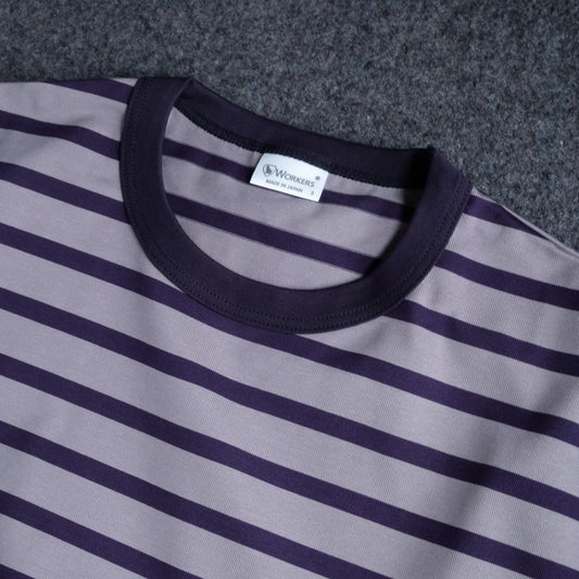 WORKERS_Border T_Long Sleeve_Navy×Gray