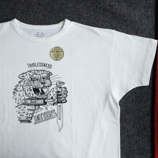 G&F Co._PRINTED 1940s SPORTS TEE_JAGUAR_OFF WHITE