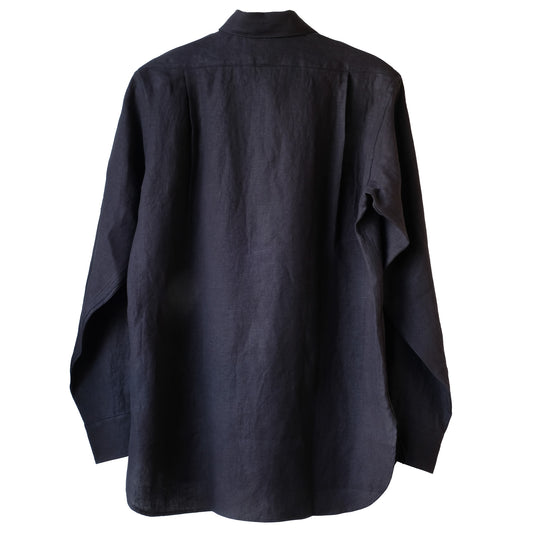 WORKERS_Square Collar Shirt, Black Linen