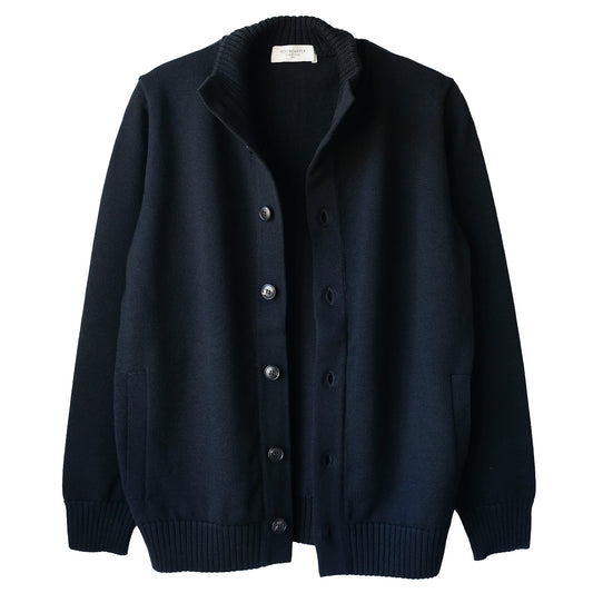 MOON CASTLE_M2306_WOOL STAND COLLAR CARDIGAN_Black