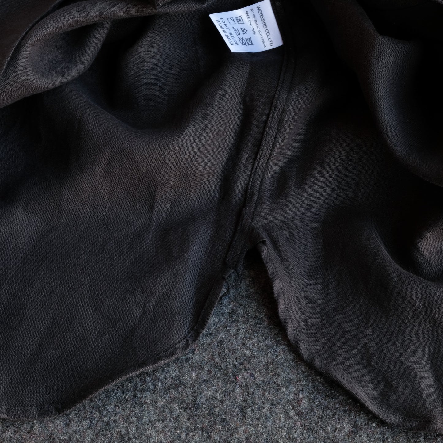 WORKERS_Square Collar Shirt, Black Linen