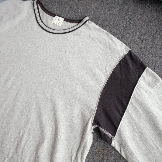 LOOP&WEFT_LRC1117_SUPIMA COTTON CLASSIC 3/4 SLEEVE CREW_2TONE VINTAGE GREY