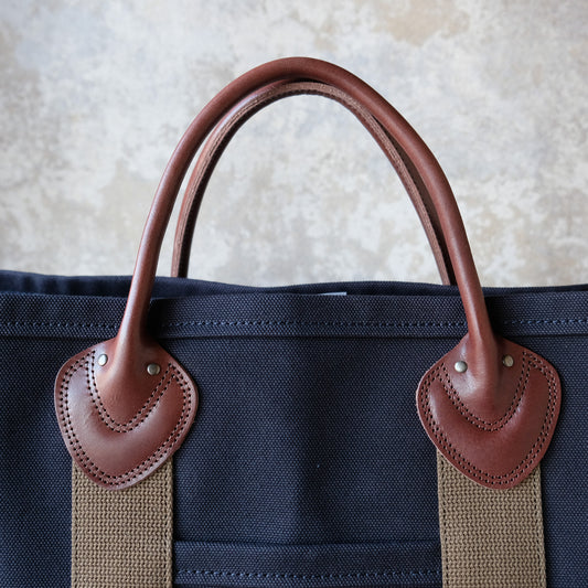 WORKERS_Leather Handle Tote Bag_Navy Canvas