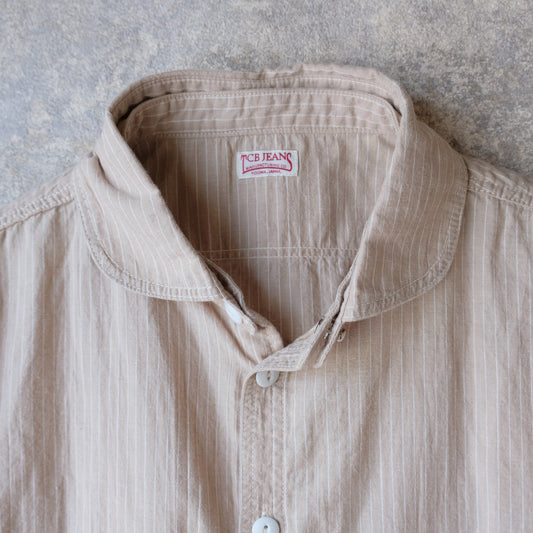 TCB Jeans_Detachable Collar Work Shirt_Beige Stripe