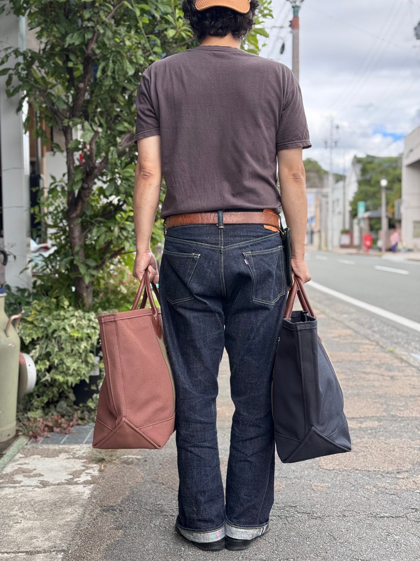 WORKERS_Leather Handle Tote Bag_Brown Canvas