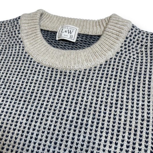 LOOP&WEFT_LWK1015_スーパーラムウール クラシックバーズアイ クルーネックセーター_ノーティカルネイビー