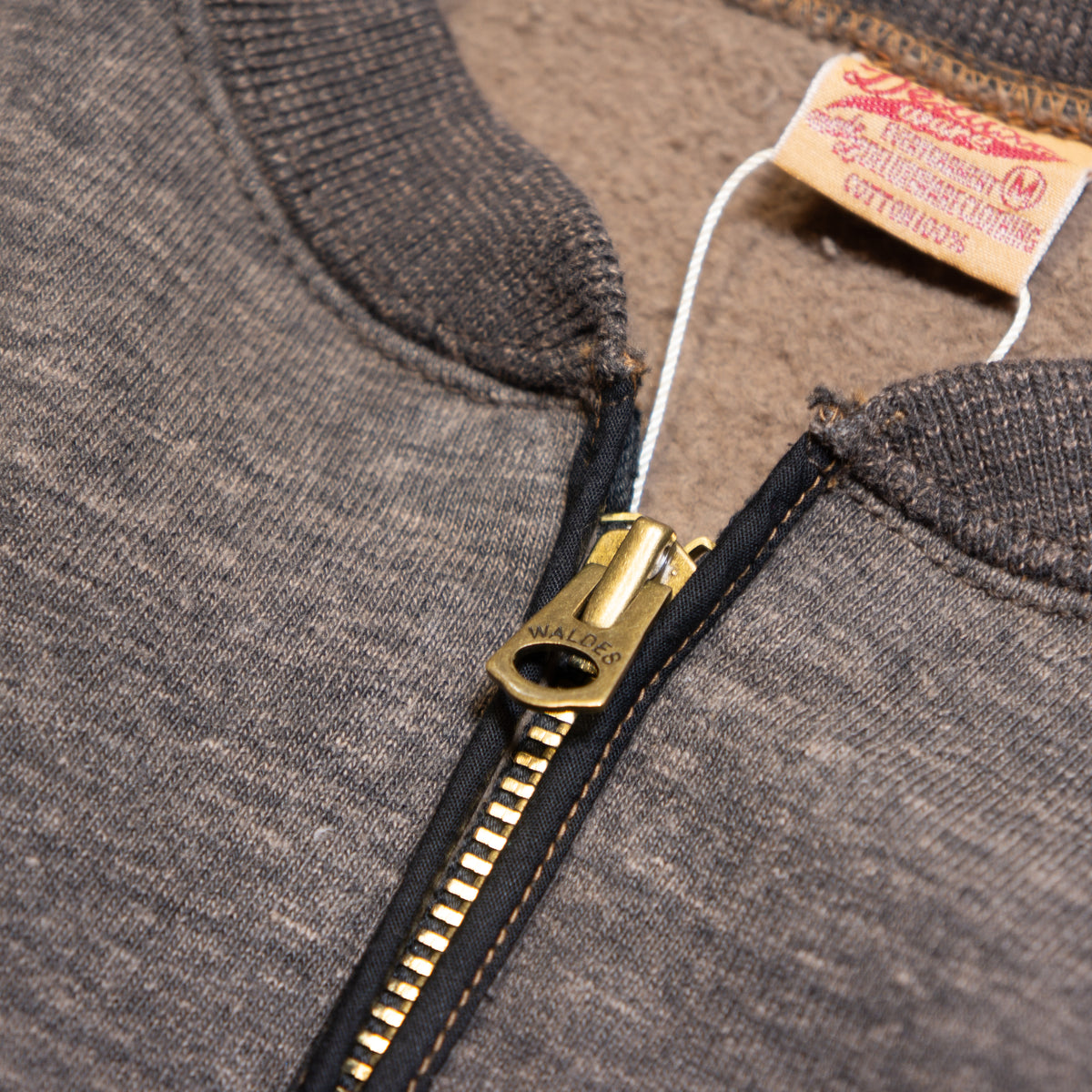 DELUXEWARE_S105-00_6.5inch HALF-ZIP PLAIN_黒杢KHAKI