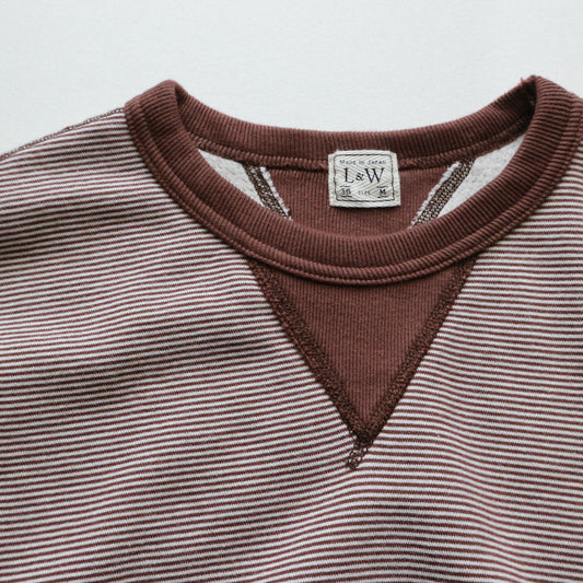LOOP&WEFT_LRC1102_SZ VINTAGE PINBORDER KNIT DOUBLE V SWEATSHIRT_ROAST BROWN