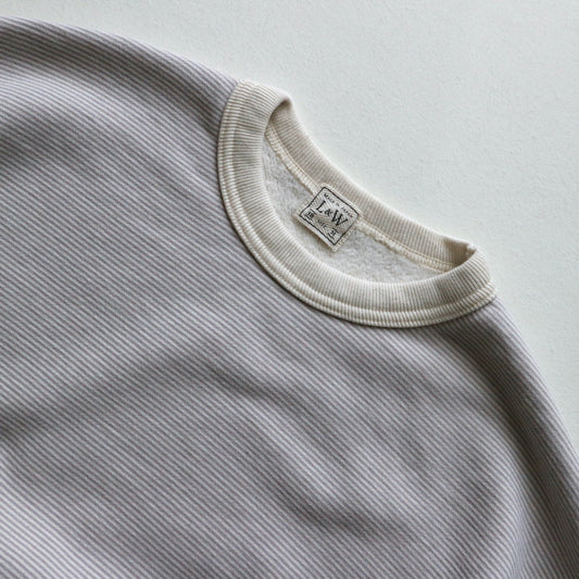 LOOP&WEFT_LRC1103_SZ VINTAGE PIN BORDER KNIT CREWNECK SWEATSHIRT_ SNOW GREY