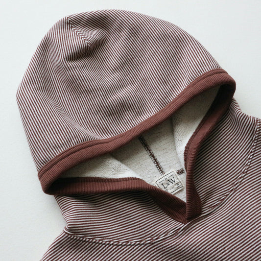 LOOP&WEFT_LRC1104_SZ VINTAGE PIN BORDER KNIT HOODED SWEATSHIRT_ROAST BROWN