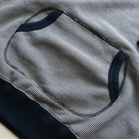 LOOP&WEFT_LRC1104_SZ VINTAGE PIN BORDER KNIT HOODED SWEATSHIRT_ROYAL NAVY