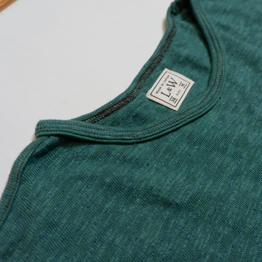 LOOP & WEFT_LRC1112_SUPER SLUB TUBE KNIT DOUBLE BINDER POCKET CREWNECK_【OCEAN GREEN】