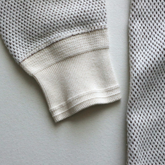LOOP&WEFT LRH1036 DOUBLE FACE HEX HONEYCOMB HENLEY NECK THERMAL VINTAGE IVORY