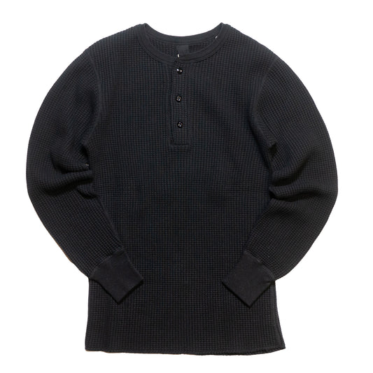 UES_662160_ビッグワッフル ヘンリーネックTシャツ_ブラック