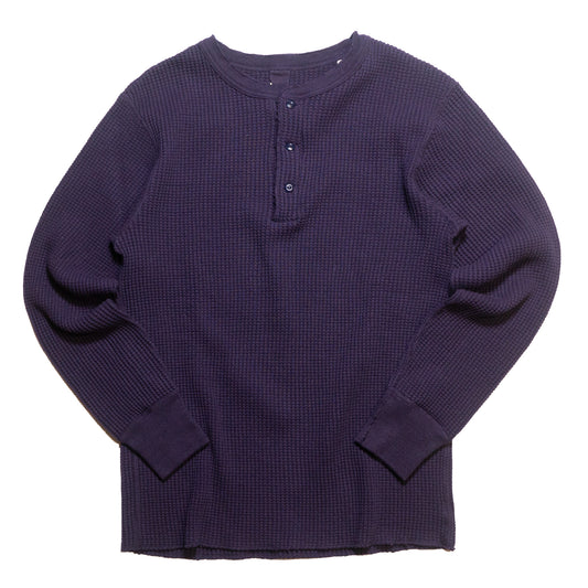 UES_66BW_ビッグワッフル ヘンリーネックTシャツ_ネイビー