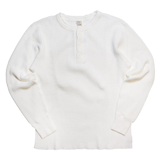 UES_66BW_ビッグワッフル ヘンリーネックTシャツ_ホワイト