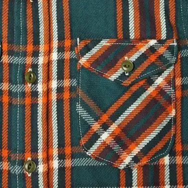 UES_501652_Yarn-dyed heavy flannel shirt_Green