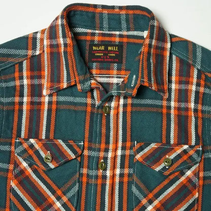 UES_501652_Yarn-dyed heavy flannel shirt_Green