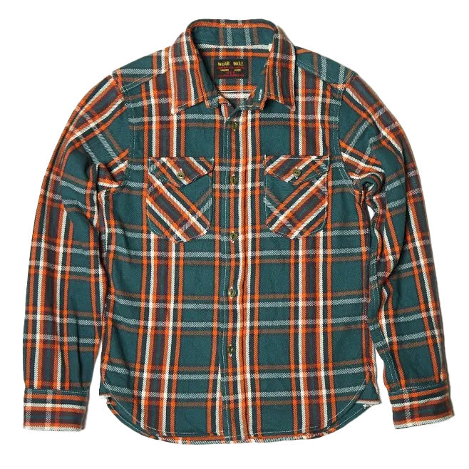 UES_501652_Yarn-dyed heavy flannel shirt_Green