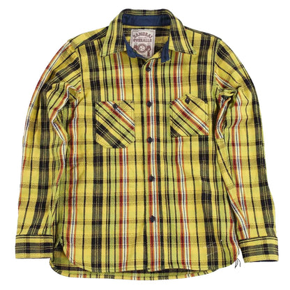 SAMURAIJEANS_SIN18-01_Rope Indigo Heavy Flannel Work Shirt_Yellow