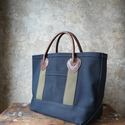 WORKERS_Leather Handle Tote_Medium Bag_Navy Canvas_Short Handle