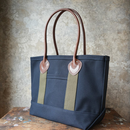 WORKERS_Leather Handle Tote_Medium Bag_Navy Canvas_Long Handle