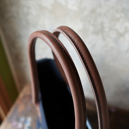 WORKERS_Leather Handle Tote_Medium Bag_Navy Canvas_Long Handle