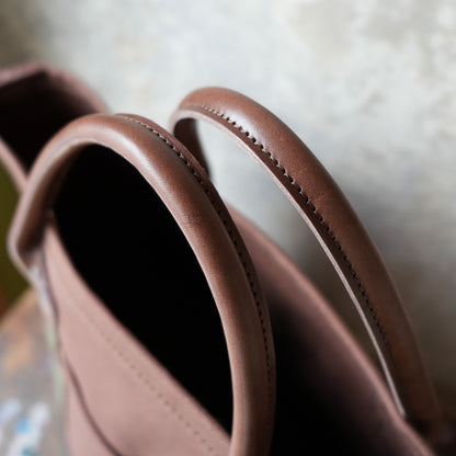 WORKERS_Leather Handle Tote_Medium Bag_Brown Canvas_Short Handle