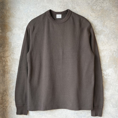 LOOP＆WEFT_LRC1122_SUPIMA LONG HONEYCOMB KNIT CREWNECK THERMAL_OAK BROWN