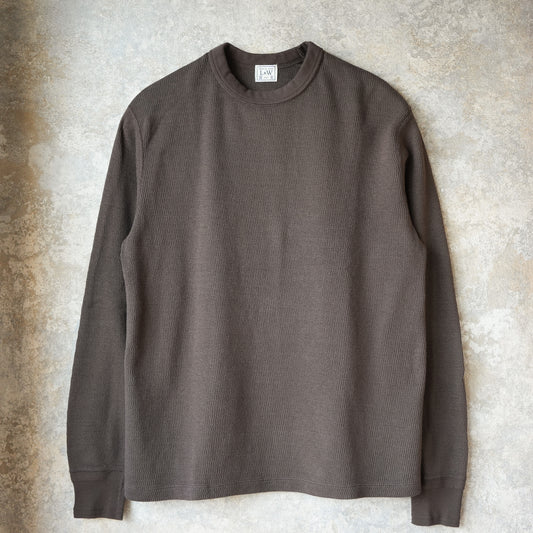 LOOP＆WEFT_LRC1122_SUPIMA LONG HONEYCOMB KNIT CREWNECK THERMAL_OAK BROWN