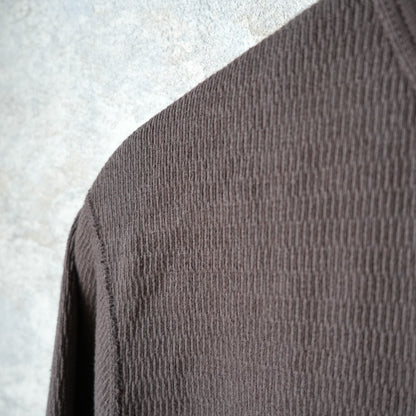 LOOP＆WEFT_LRC1122_SUPIMA LONG HONEYCOMB KNIT CREWNECK THERMAL_OAK BROWN