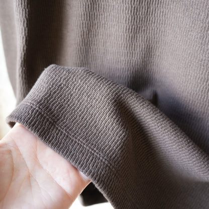 LOOP＆WEFT_LRC1122_SUPIMA LONG HONEYCOMB KNIT CREWNECK THERMAL_OAK BROWN
