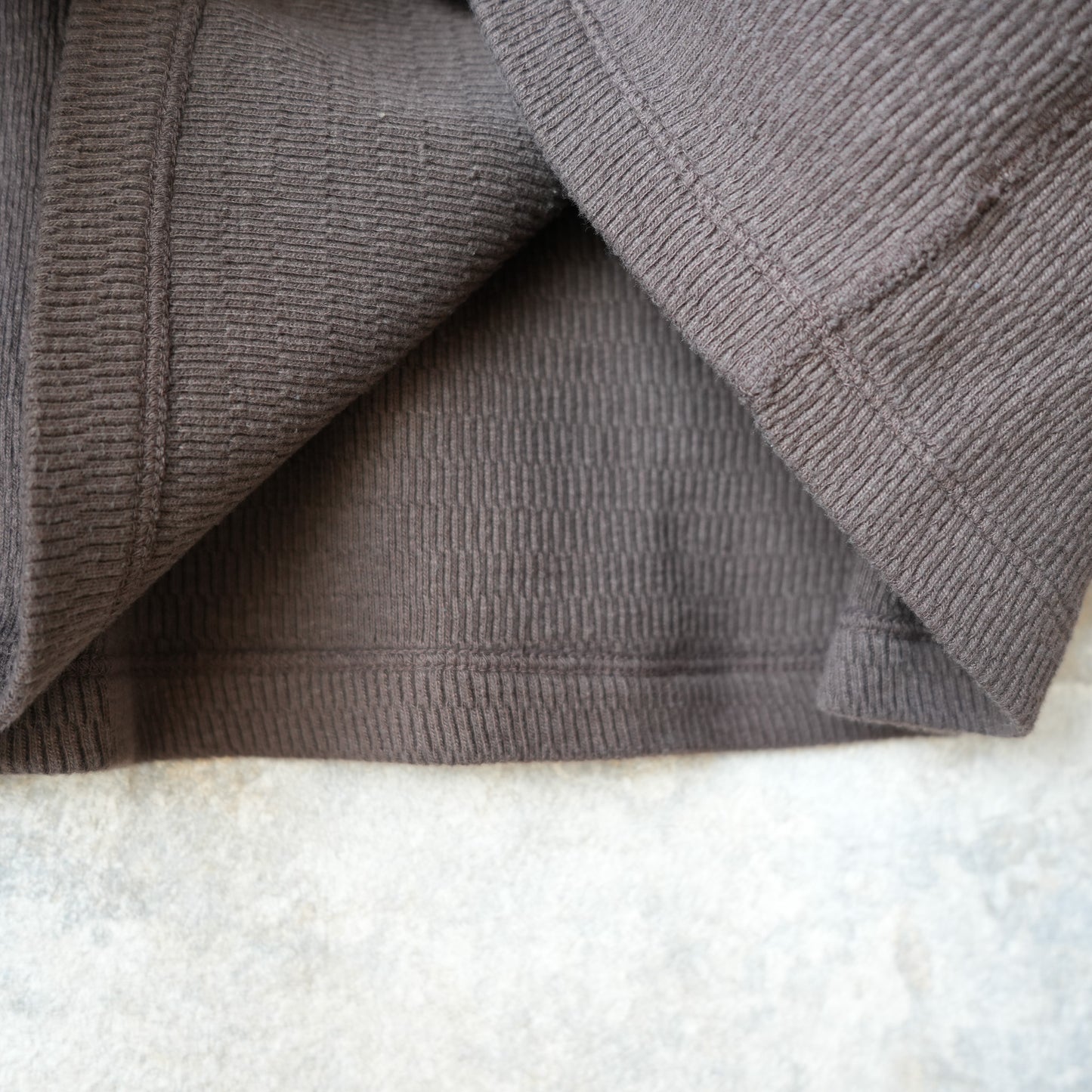 LOOP＆WEFT_LRC1122_SUPIMA LONG HONEYCOMB KNIT CREWNECK THERMAL_OAK BROWN