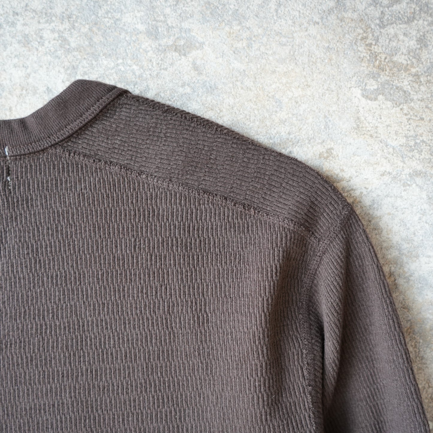 LOOP＆WEFT_LRC1122_SUPIMA LONG HONEYCOMB KNIT CREWNECK THERMAL_OAK BROWN