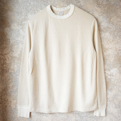 LOOP &amp; WEFT LRC1122 SUPIMA Long Honeycomb Knit Crewneck Thermal - Vintage Ivory