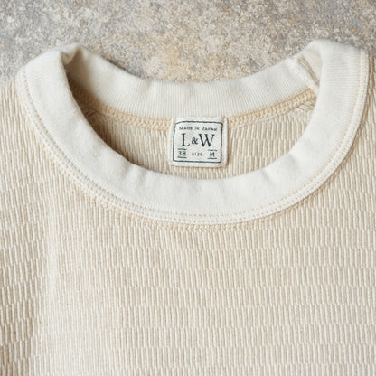 LOOP &amp; WEFT LRC1122 SUPIMA Long Honeycomb Knit Crewneck Thermal - Vintage Ivory